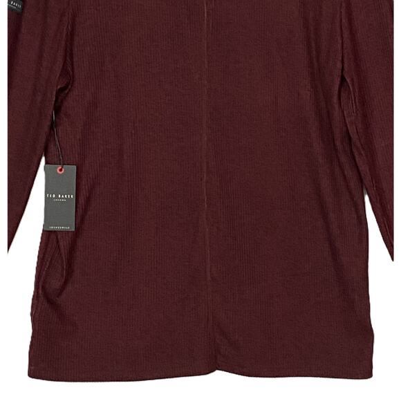 Ted Baker London T-Shirt Men's Large Ribbed Crew Neck Long Sl Maroon Heather NEW - Picture 7 of 11